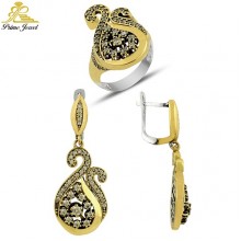 Gümüş Otantik Taşlı Set